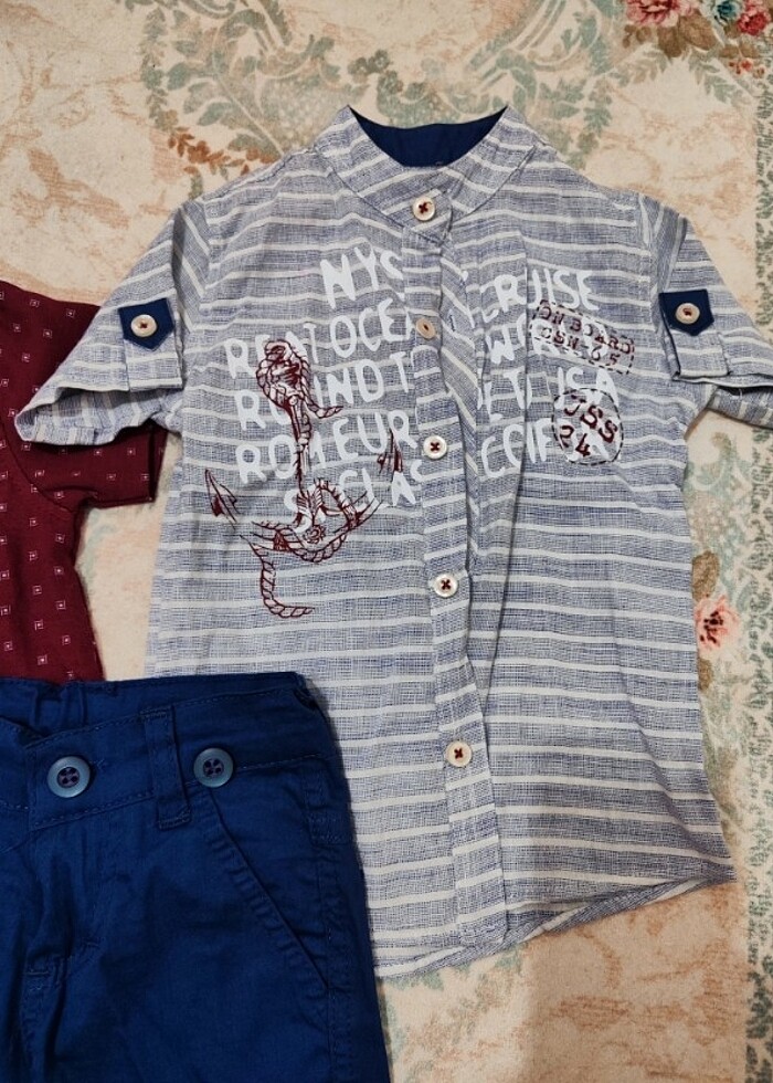 Erkek Bebek Gömlek Şort - Görsel 3