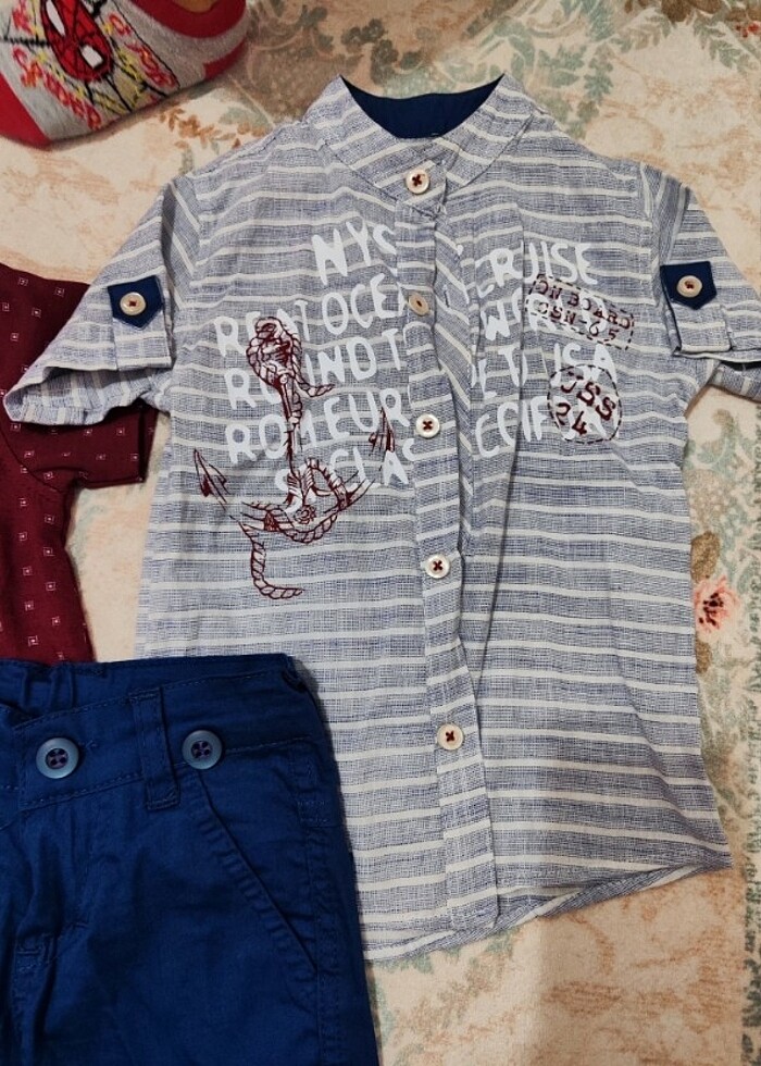 Erkek Bebek Gömlek Şort - Görsel 4