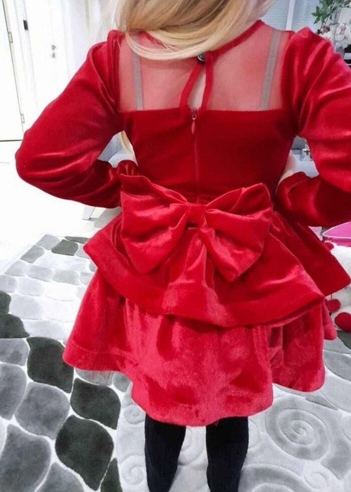 Kız Cocuk Kadife Abiye Elbise - Görsel 2