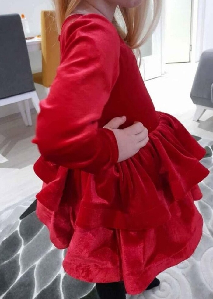 Kız Cocuk Kadife Abiye Elbise - Görsel 3