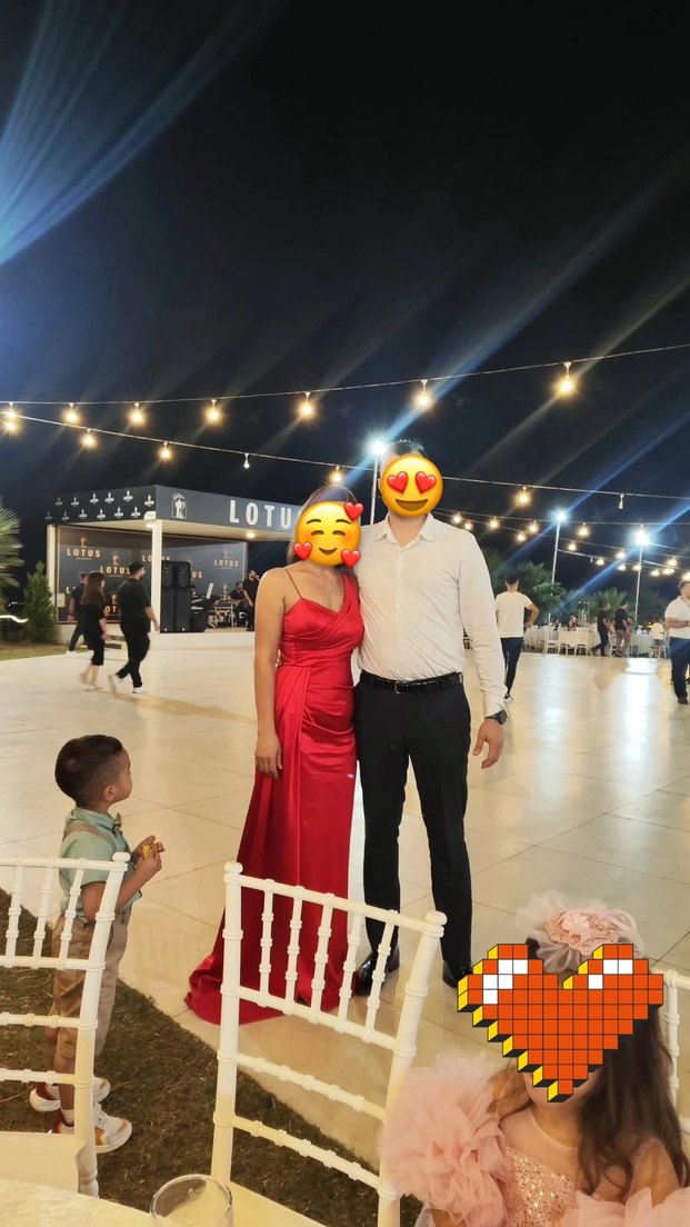 Drapeli Uzun Kırmızı Abiye Elbise - Görsel 3