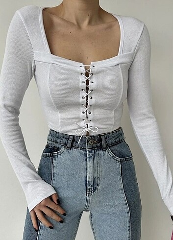 Özüm Butik Kadın Beyaz Triko Body 