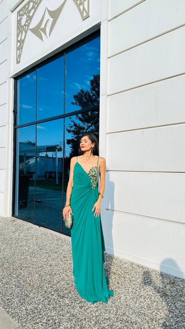 Yeşil taşlı abiye - Görsel 2