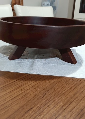 Parlak Kahverengi Ahşap Ayaklı Kase - Görsel 2