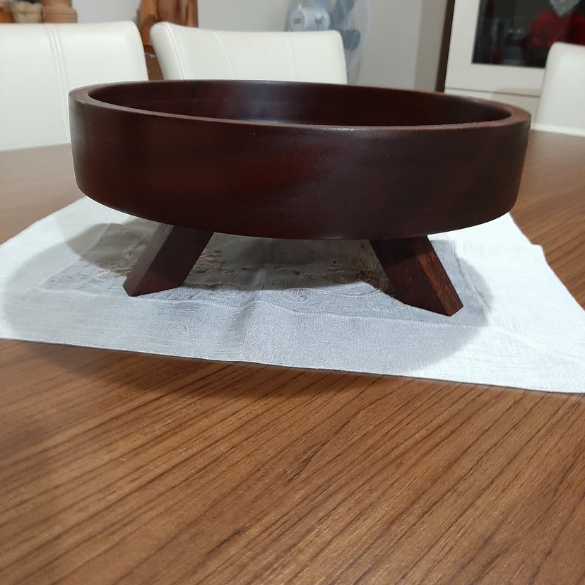 Parlak Kahverengi Ahşap Ayaklı Kase - Görsel 2