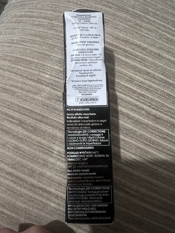 Vichy Dermablend 3D Correction SPF25 30ml Sand 35 - Görsel 5