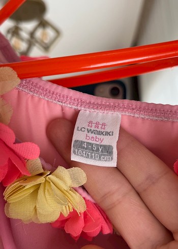 5 Yaş Beden Çiçek Detaylı Kız Çocuk Pembe Bikini