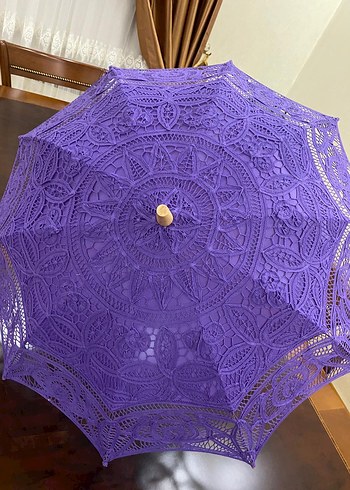 Mor Dantel Bohem Kadın Şemsiye - Görsel 2