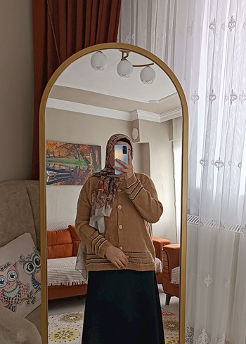 Düğmeli Kahverengi Kadın Hırka - Görsel 2