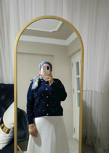 Düğmeli Mini Mavi Nakışlı Hırka - Görsel 4