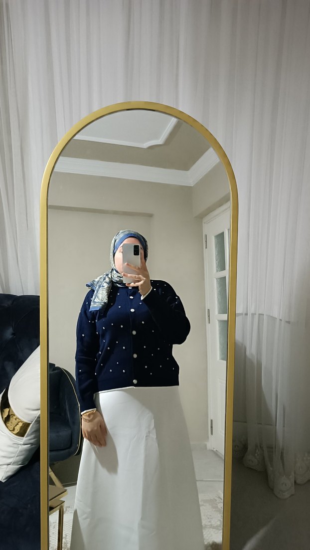 Düğmeli Mini Mavi Nakışlı Hırka - Görsel 4