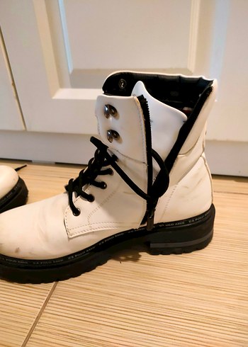 Siyah Bağcıklı Beyaz Deri Erkek Bot - Görsel 7