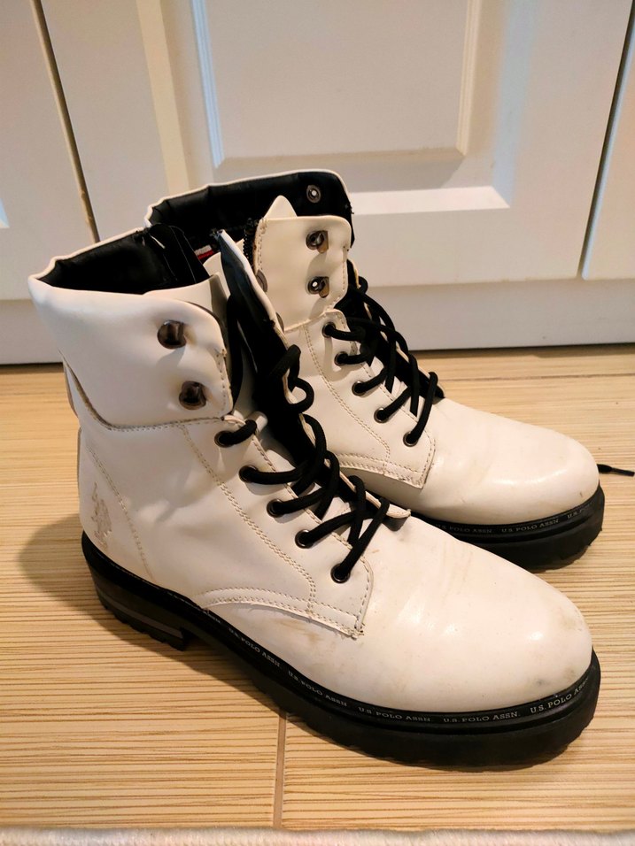 Siyah Bağcıklı Beyaz Deri Erkek Bot - Görsel 2