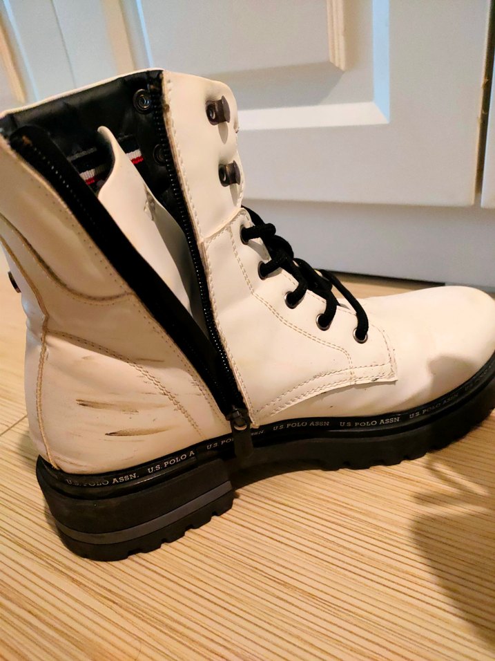 Siyah Bağcıklı Beyaz Deri Erkek Bot - Görsel 5