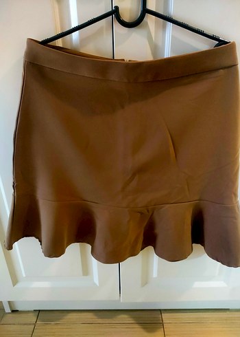 Krem Renk Fırfırlı Midi Mini Etek - Görsel 4