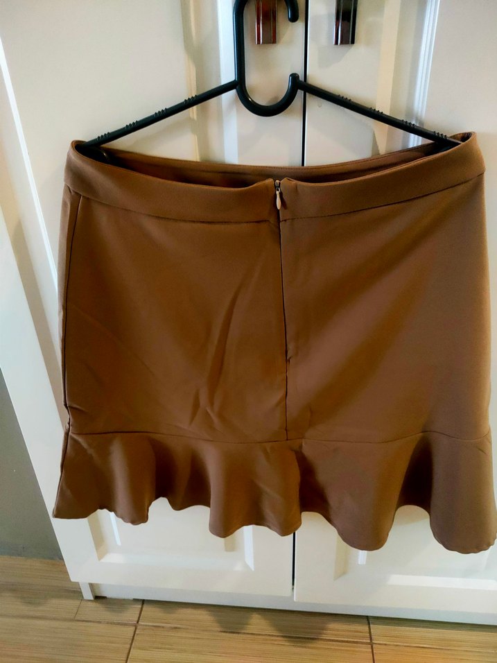 Krem Renk Fırfırlı Midi Mini Etek - Görsel 2