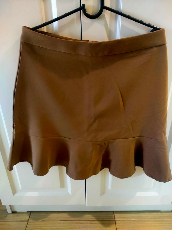 Krem Renk Fırfırlı Midi Mini Etek - Görsel 4