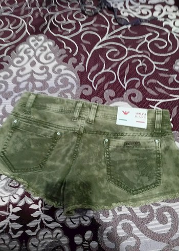 Kadın Gri Bağlama Desenli Süet Mini Şort - Görsel 2