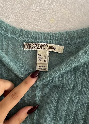 l Beden turkuaz Renk Mango Turkuaz Bohem Kadın Triko Kazak