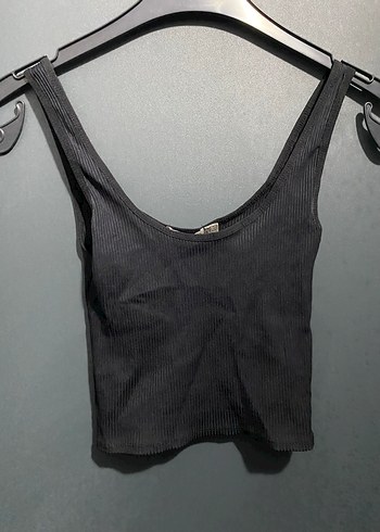 Siyah, Kolsuz, Crop Top