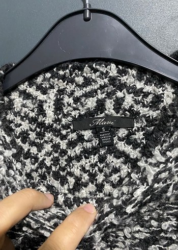Mavi Gri Zebra Desenli Boğazlı Kadın Kazak