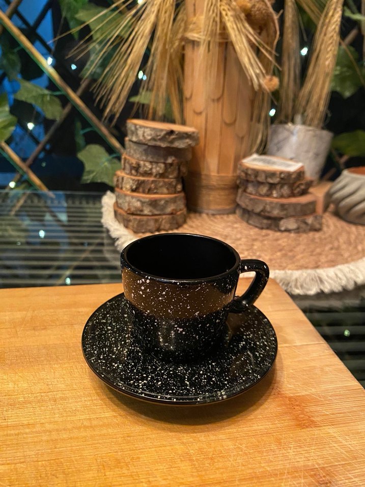 Siyah Beyaz Noktalı Seramik Fincan - Görsel 4