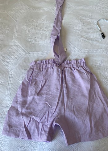Mor Keten Midi Askılı Şort Tulum - Görsel 3
