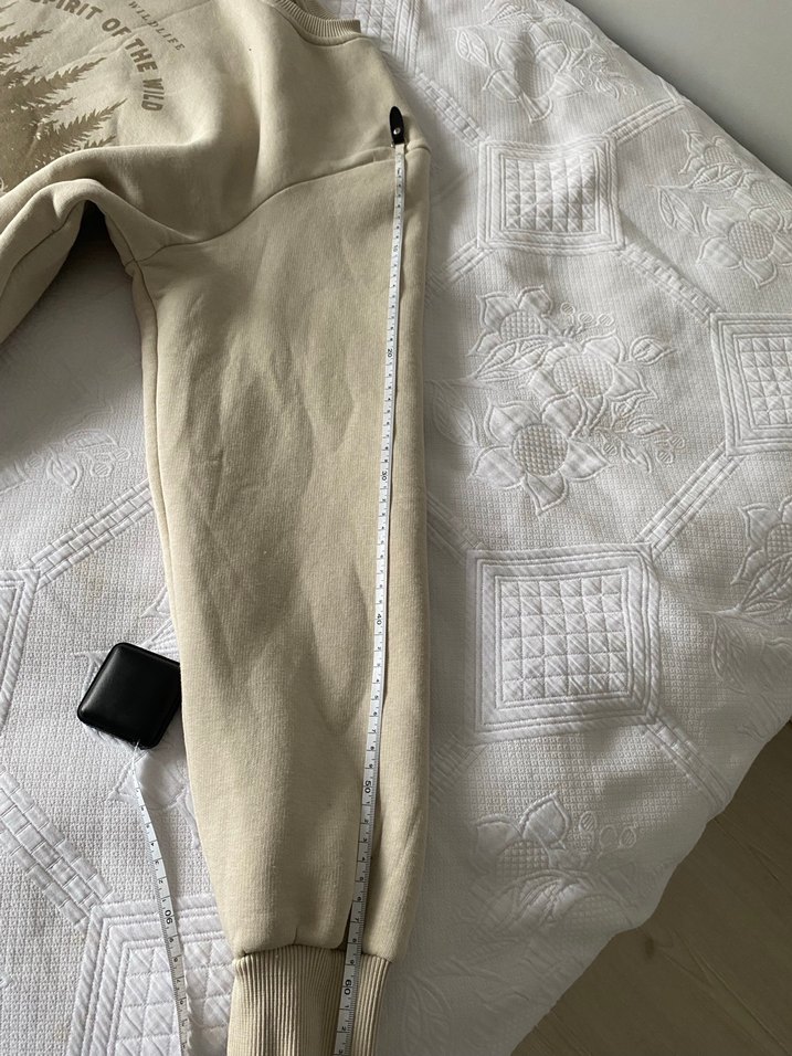 Bej Baskılı Kadın erkek Sweatshirt - Görsel 4