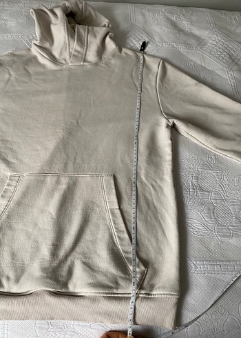 Bej Kadın Sweatshirt Kapüşonlu Rahat Kesim - Görsel 4