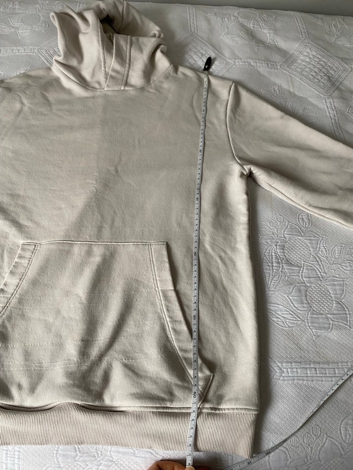 Bej Kadın Sweatshirt Kapüşonlu Rahat Kesim - Görsel 4