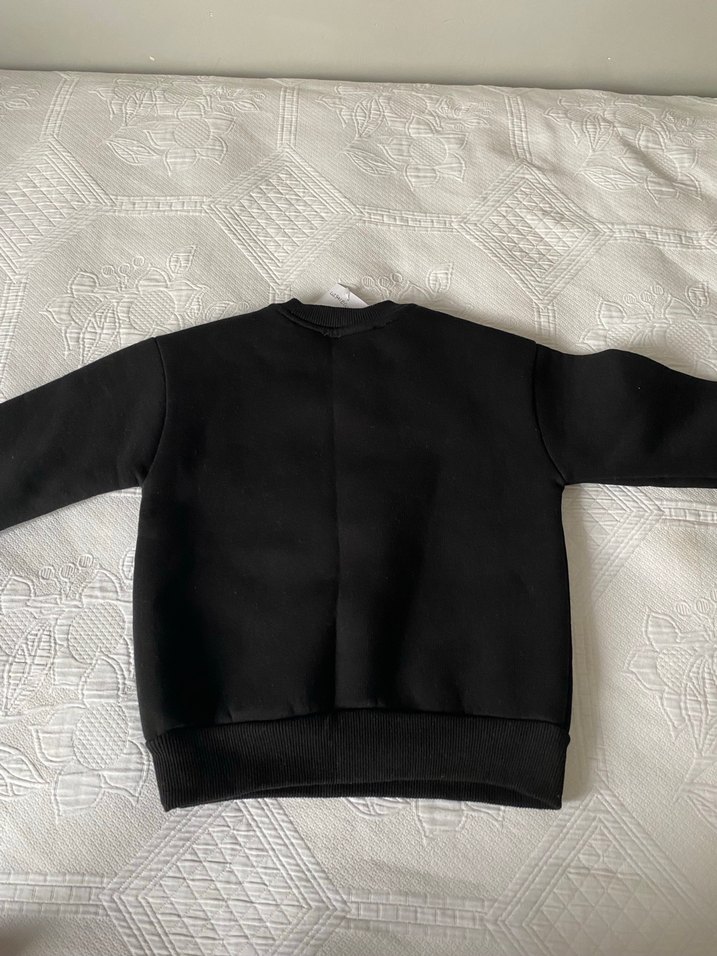 Siyah Erkek Çocuk Sweatshirt, Uzun Kollu, Velcro - Görsel 2