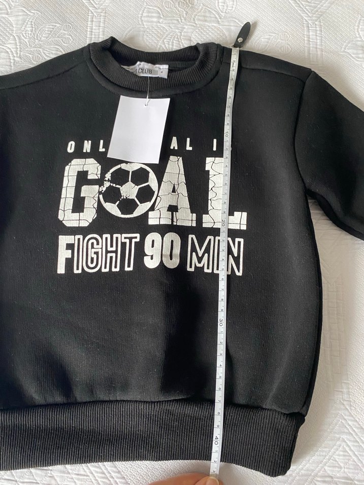 Siyah Erkek Çocuk Sweatshirt, Uzun Kollu, Velcro - Görsel 3