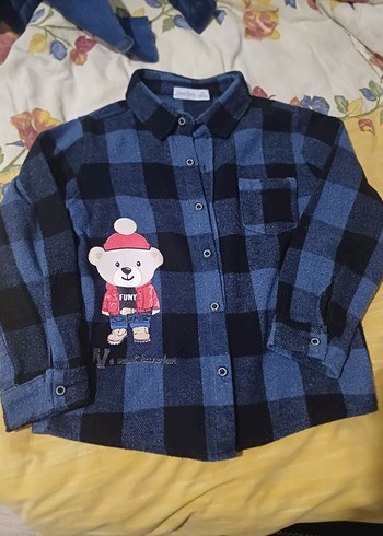 Erkek Çocuk Lacivert Desenli Uzun Kollu Gömlek - Görsel 2