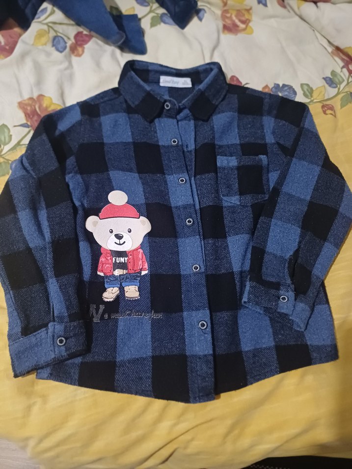 Erkek Çocuk Lacivert Desenli Uzun Kollu Gömlek - Görsel 2