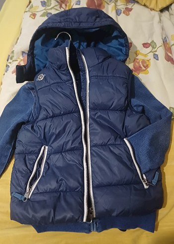 Kapüşonlu Koyu Mavi Erkek Çocuk yelek Mont Marka hm - Görsel 2