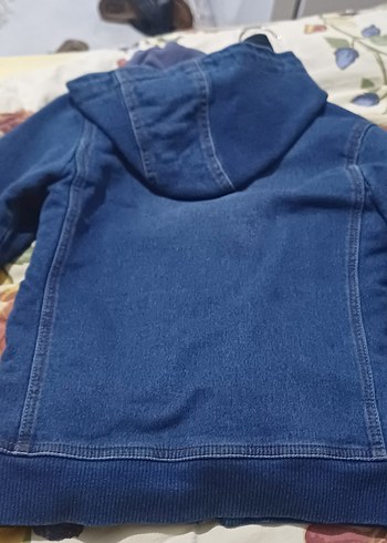 çocuk mavi Baskılı Fermuarlı Denim Ceket - Görsel 2
