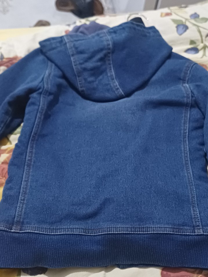 çocuk mavi Baskılı Fermuarlı Denim Ceket - Görsel 2