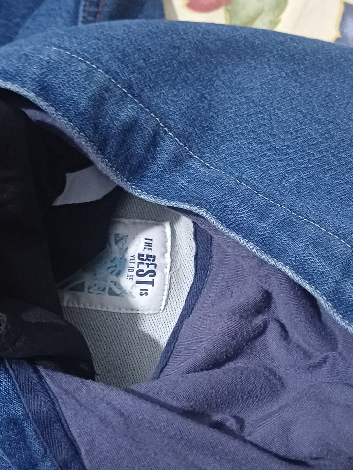 çocuk mavi Baskılı Fermuarlı Denim Ceket - Görsel 3