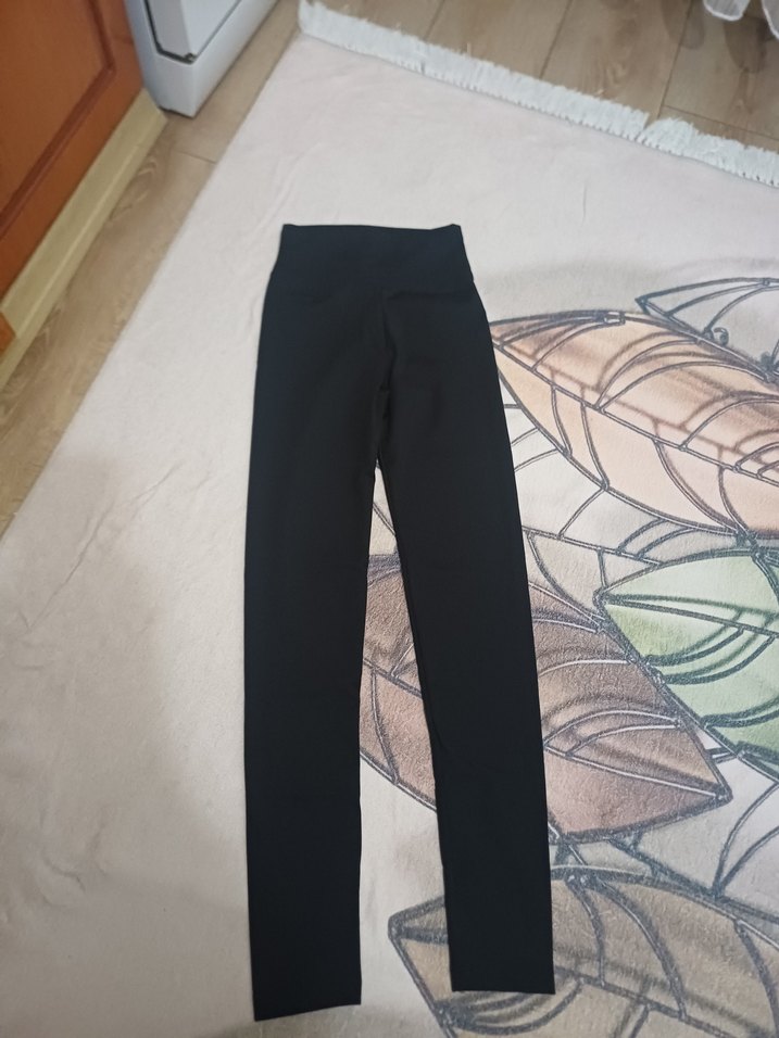 Kadın Siyah Kumaş likralı tayt - Görsel 3