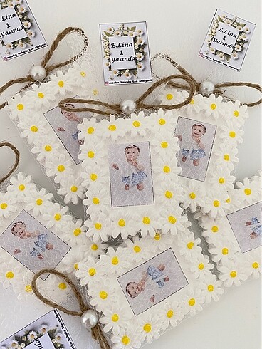 Papatya çerçeve kokulutaş bebek hediyelik magnet
