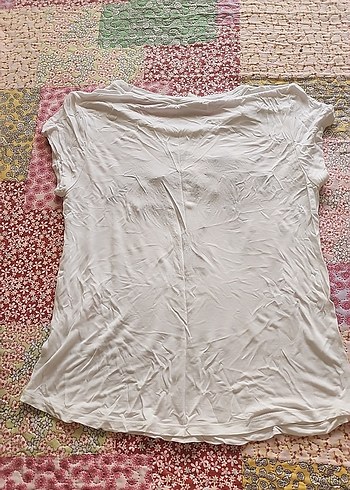 H&M Pullu Palmiyeli Beyaz Kadın Tişört