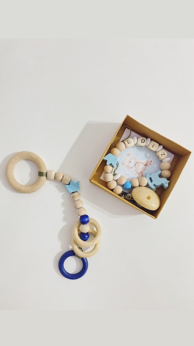 Ahşap Diş Kaşıyıcı ve Çıngırak Seti - Görsel 3