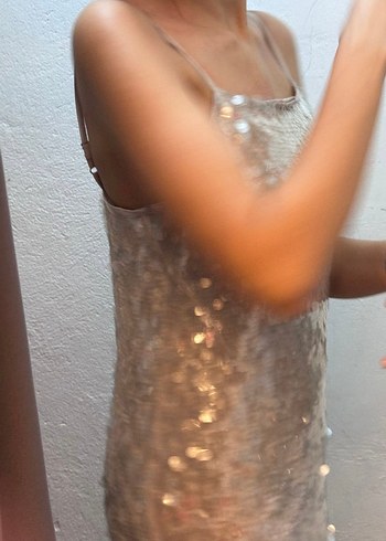 Sisley Kadın Payetli Gri Midi Elbise - Görsel 10