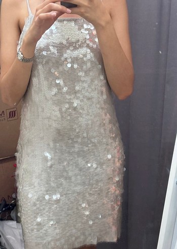 Sisley Kadın Payetli Gri Midi Elbise - Görsel 5