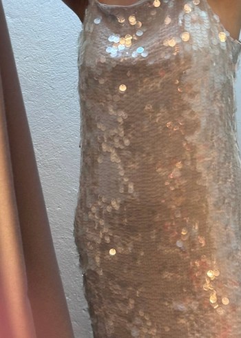 Sisley Kadın Payetli Gri Midi Elbise - Görsel 9