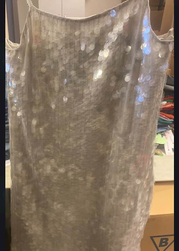 Sisley Kadın Payetli Gri Midi Elbise - Görsel 3