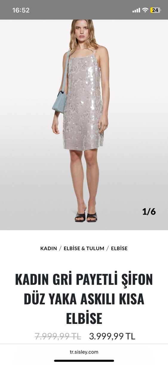 Sisley Kadın Payetli Gri Midi Elbise - Görsel 2