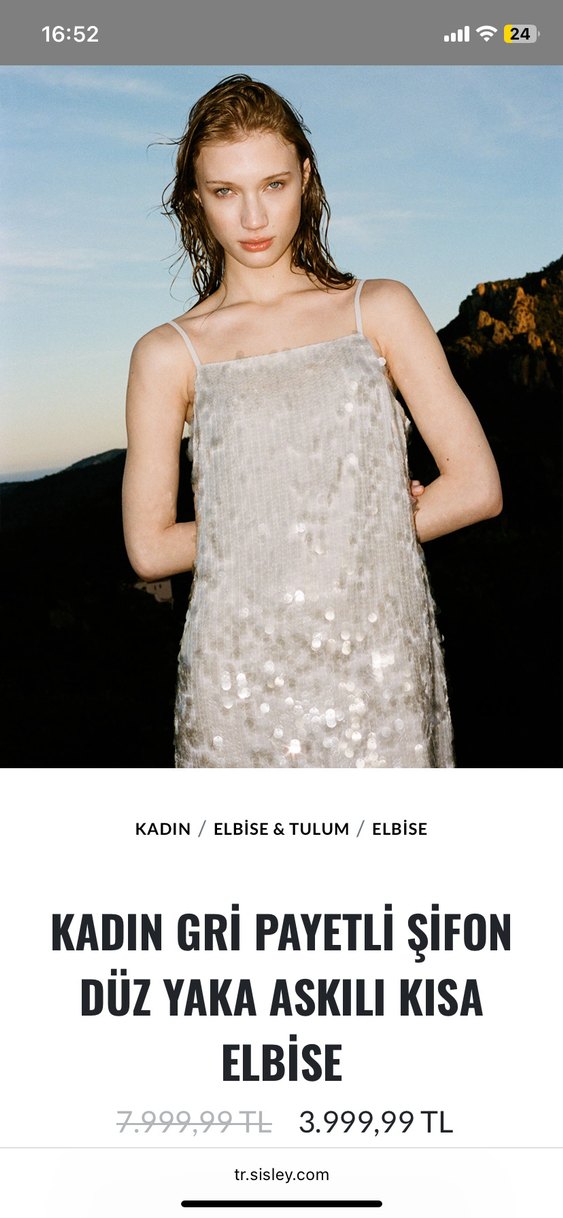 Sisley Kadın Payetli Gri Midi Elbise - Görsel 4