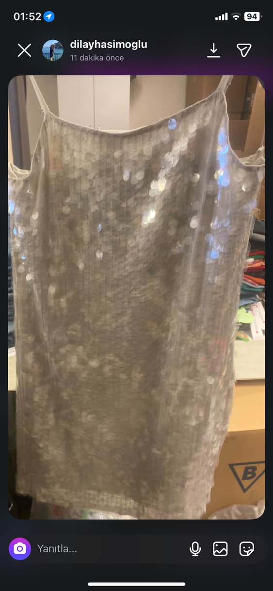 Sisley Kadın Payetli Gri Midi Elbise - Görsel 3