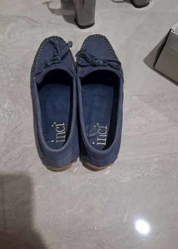 Zara Mavi Süet Loafer Ayakkabı